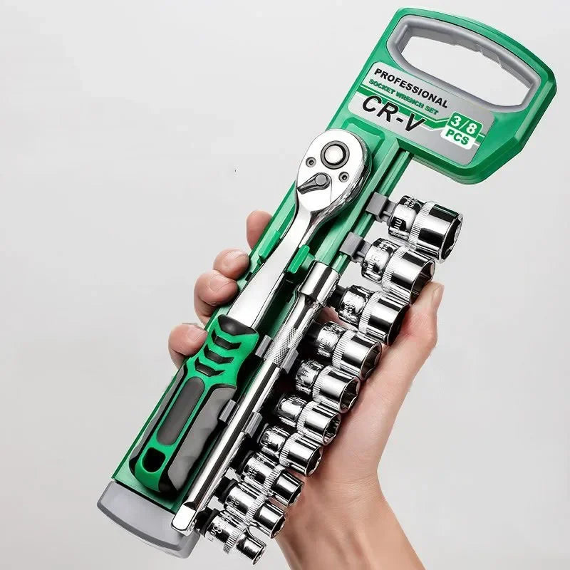 Jogo de Chave Catraca com Soquetes 1/4” Portátil – Kit de Ferramentas para Reparo Automotivo e Doméstico Energy Express