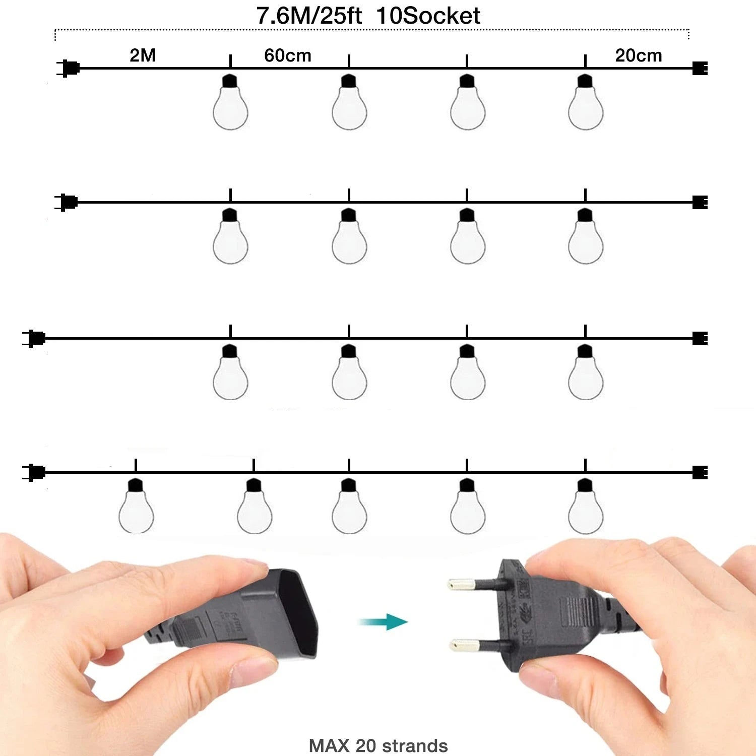Varal de Luzes Led Iluminação Decorativa Externa Energy Express