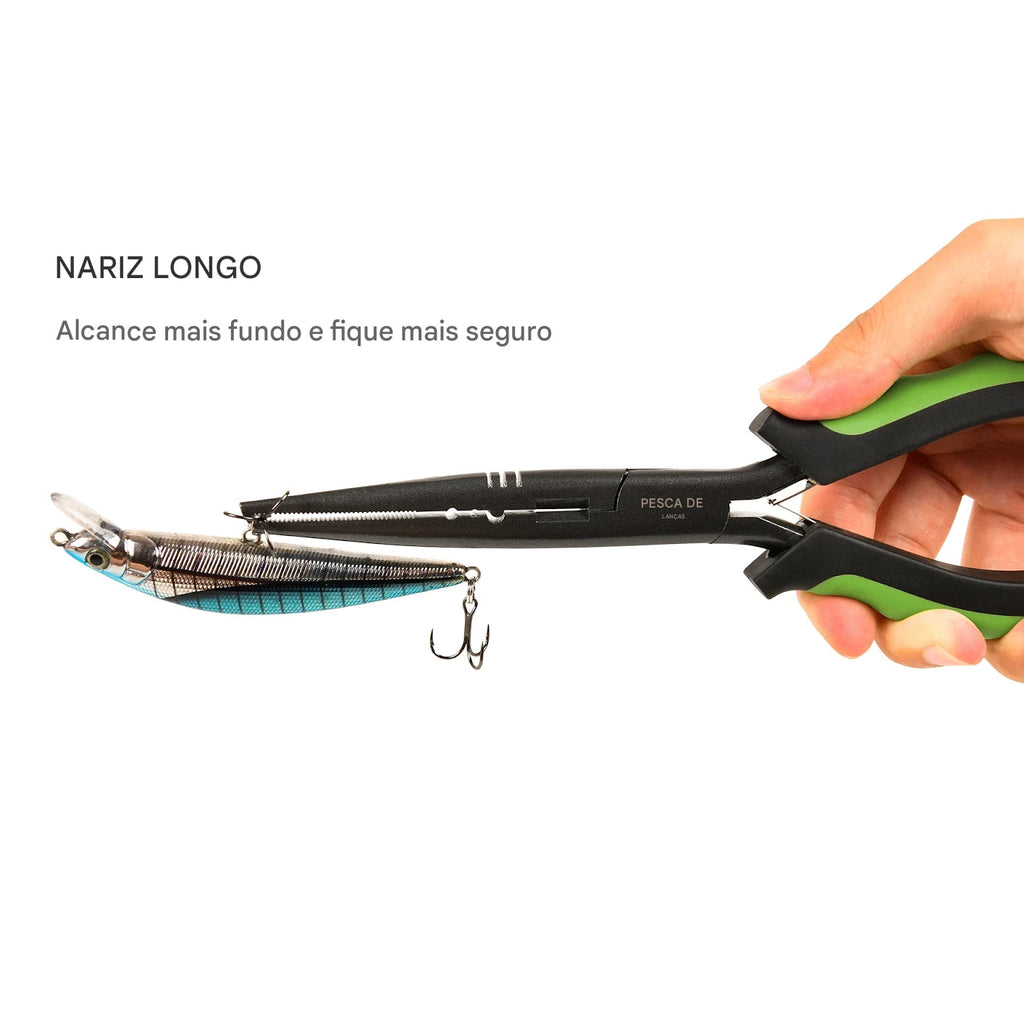 Alicate de Pesca Multifuncional Inoxidável com Capa – Removedor de Anzol, Cortador e Abridor de Argola Energy express