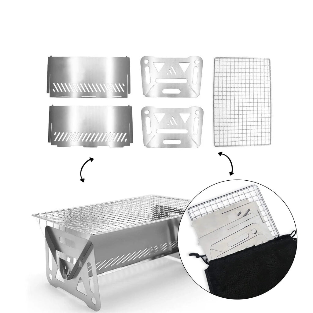 Churrasqueira Portátil a Carvão de Inox