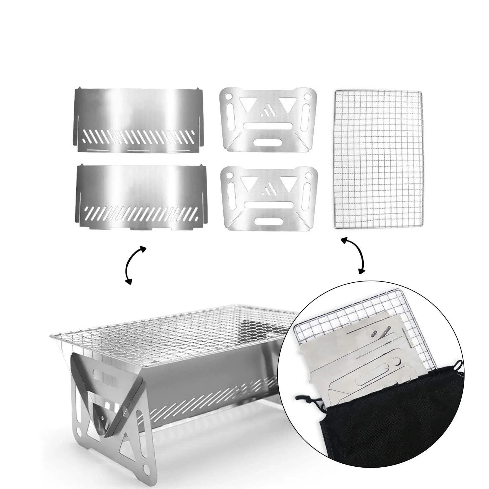 Churrasqueira Portátil a Carvão de Inox