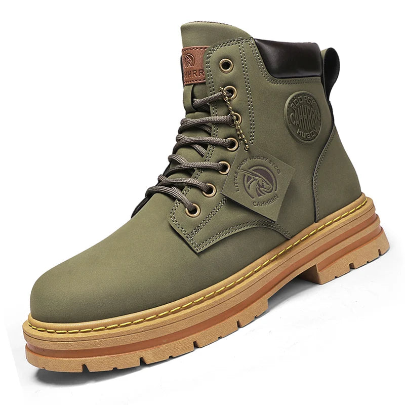 Bota de Couro Masculina Coturno Cano Alto Estilo Militar Energy Express