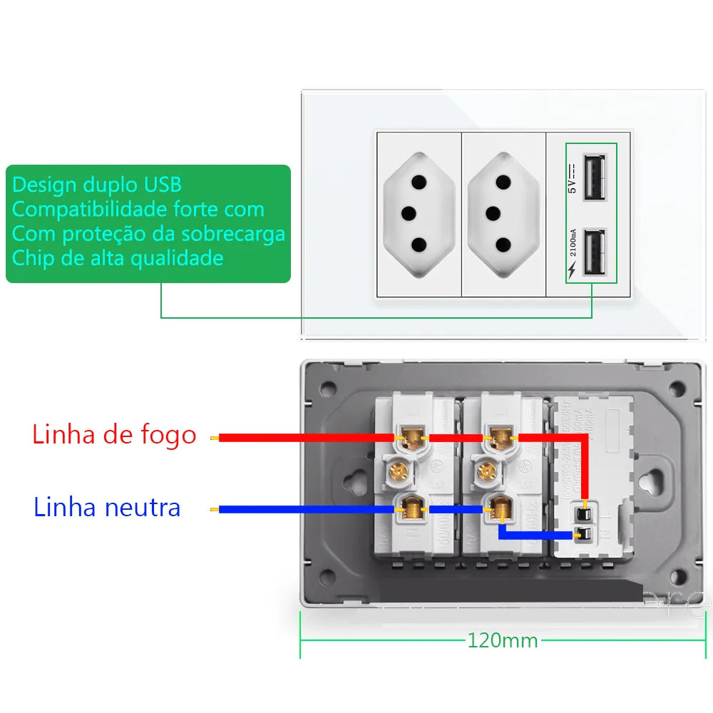 Tomada com Entrada Usb de Parede - Carregamento Rápido energy express
