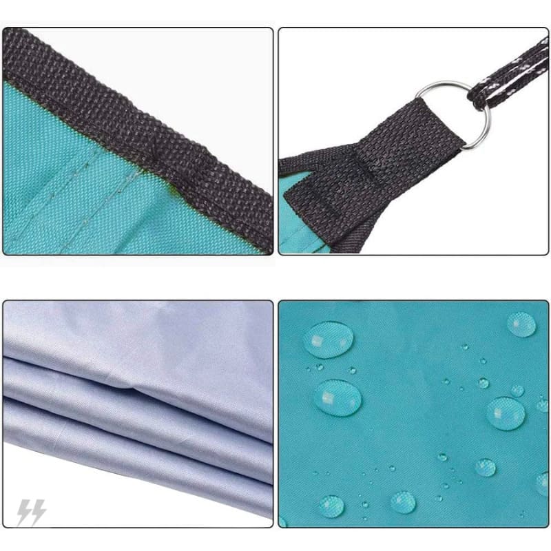 Tenda Suspensa Triangular de Proteção Solar Impermeável com Material Refletivo em Cor Prata azul céu energy express