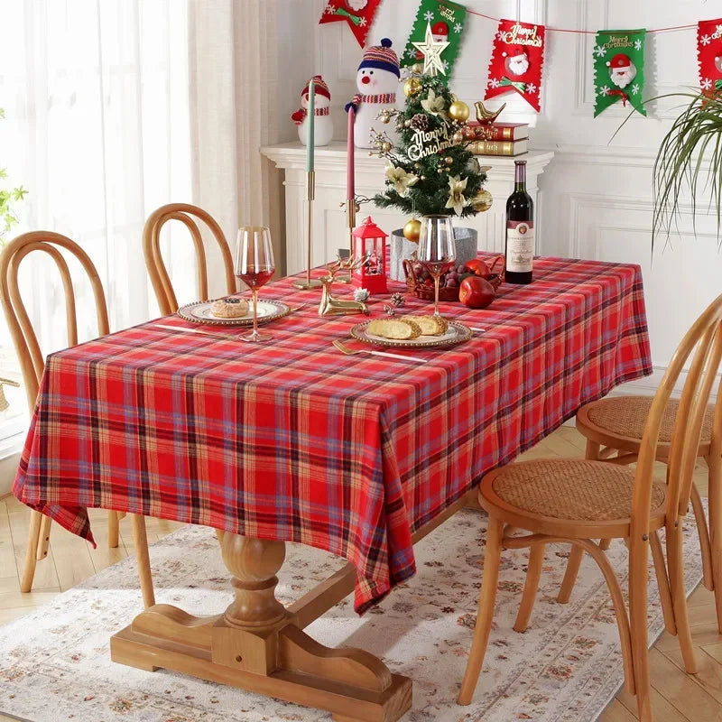 Toalha de Mesa Xadrez Natalina com Borda em Franja – Decoração de Natal Energy Express