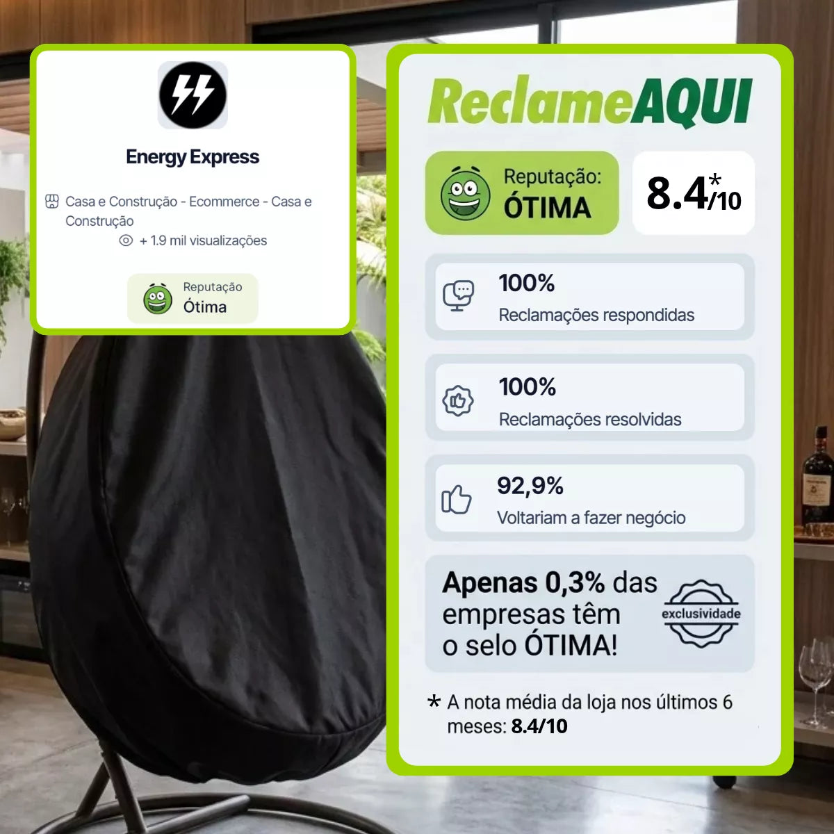 capa de cadeira egg suspensa energy express reclame aqui
