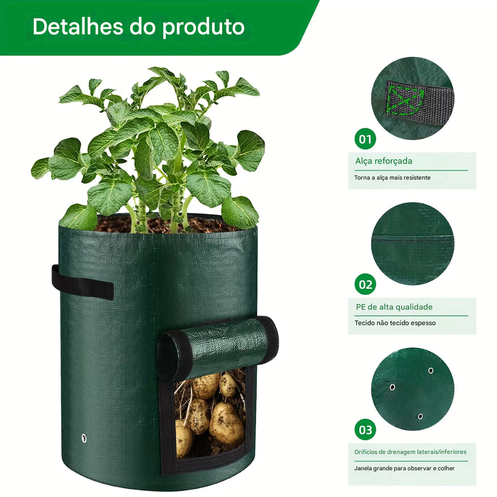 Saco de Cultivo para Batata com Janela com Alças – Kit 5 Unidades Energy Express