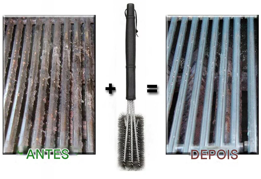 Escova de Limpeza 360° para Churrasqueira com Cabo Longo em Aço Inox Energy Express