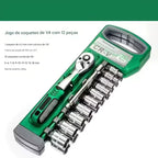 Jogo de Chave Catraca com Soquetes 1/4” Portátil – Kit de Ferramentas para Reparo Automotivo e Doméstico Energy Express