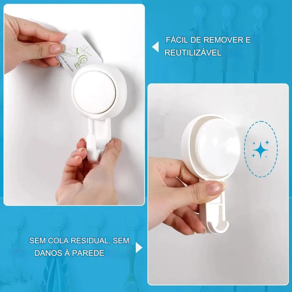 Ganchos de Parede com Fixação Impermeável por Ventosa à Vácuo Energy Express
