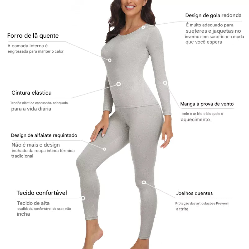 Segunda Pele Feminina com Flanela – Conjunto Térmico Quente e Confortável Energy Express