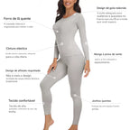 Segunda Pele Feminina com Flanela – Conjunto Térmico Quente e Confortável Energy Express