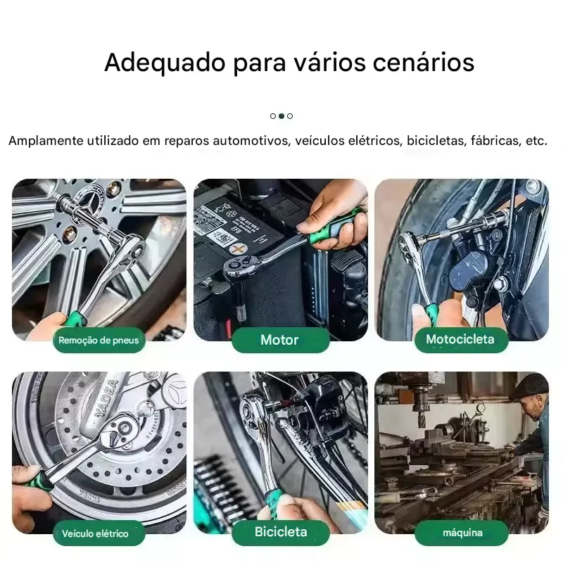 Jogo de Chave Catraca com Soquetes 1/4” Portátil – Kit de Ferramentas para Reparo Automotivo e Doméstico Energy Express