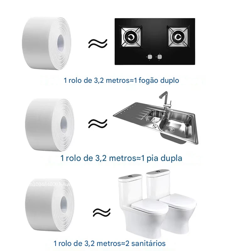 Fita de Vedação Impermeável Auto-adesiva PVC para Cozinha e Banhero Energy Express