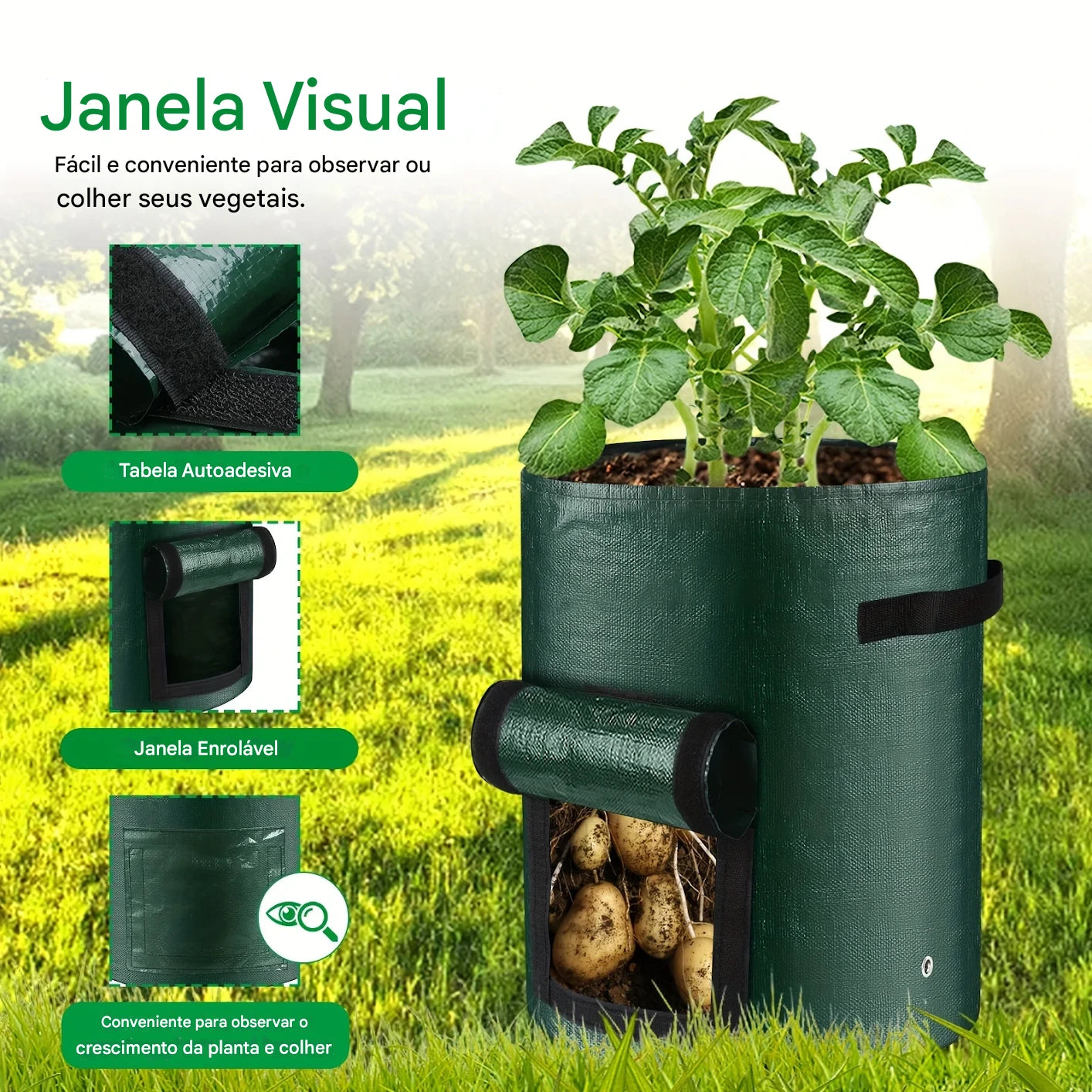 Saco de Cultivo para Batata com Janela com Alças – Kit 5 Unidades Energy Express