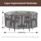 Capa impermeável Redonda para Conjunto de Mesa e Cadeiras Externas preta energy express