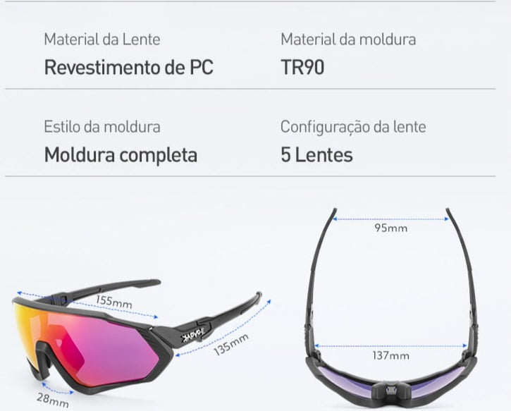 Óculos Ciclismo 5 Lentes Polarizado Original UV400 Energy Express