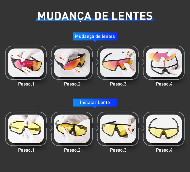 Óculos Ciclismo 5 Lentes Polarizado Original UV400 Energy Express